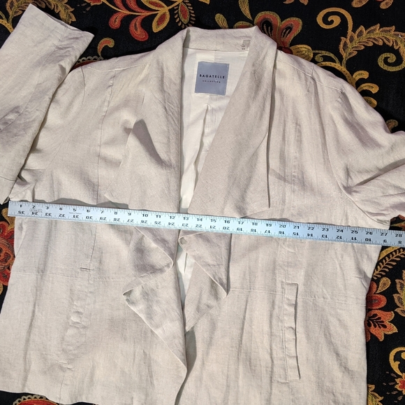 Bagatelle Collection Linen Viscose Drape Front Jacket, 2X - Picture 8 of 9